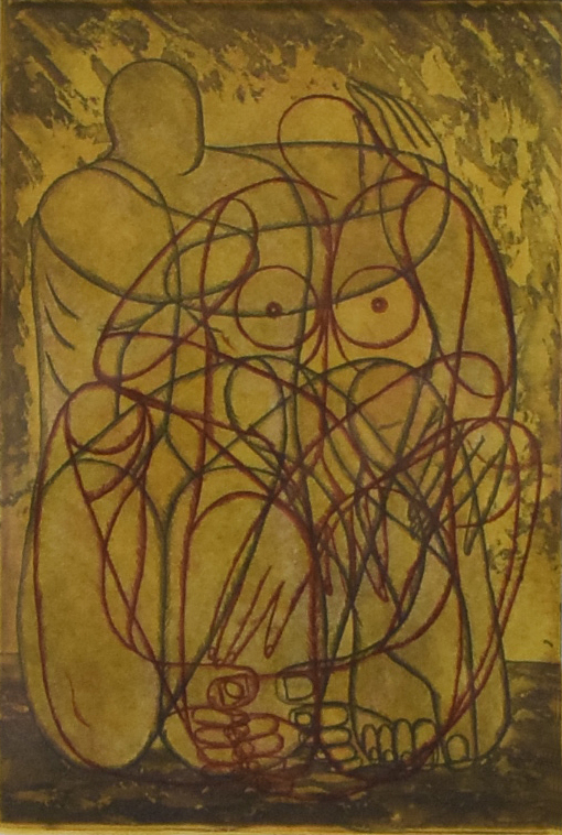 Gábor Korányi (Hungarian, b. 1952),  Analysis (Comforter), Etching and aquatint, 1997, Gift of Mr. Serg J. Rioux, FIU 2000.001