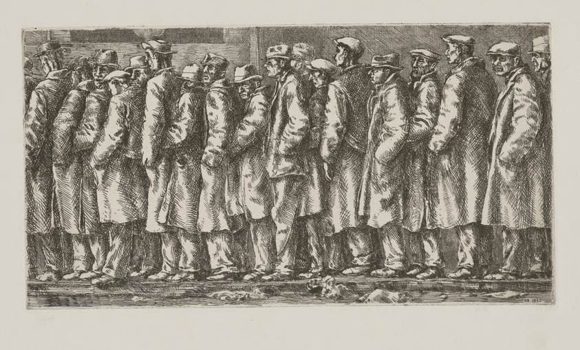 Reginald Marsh (American, born in France, 1898-1954), Bread Line-No One Has Starved, Etching and engraving, 1932, Gift of John and Ideal Gladstone Archival Collection, FIU 1998.018.030