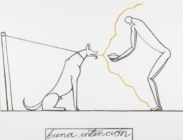 José Bedia (Cuban, 1959),  Buena Intención, Conté crayon on paper, 2001, Gift of Mrs. Ruth Shack in memory of Richard Shack, FIU 2013.2