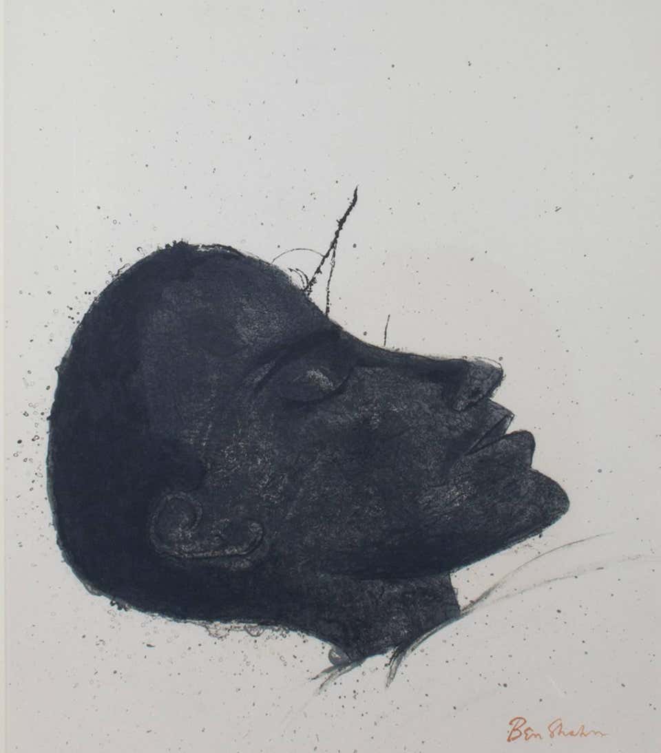 Ben Shahn (American, born in Lithuania, 1898-1969), Beside the Dead, from the Masters’ Prints Collector's Guild portfolio, Lithograph, published and executed 1968, Gift of Jose Calderin, FIU 2008.11.2.11